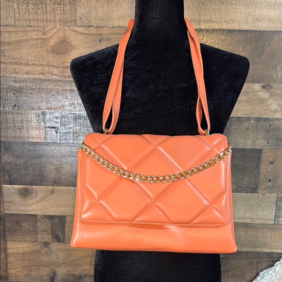 Orange Quilted Chain Shoulder Bag - Picture 2 of 12